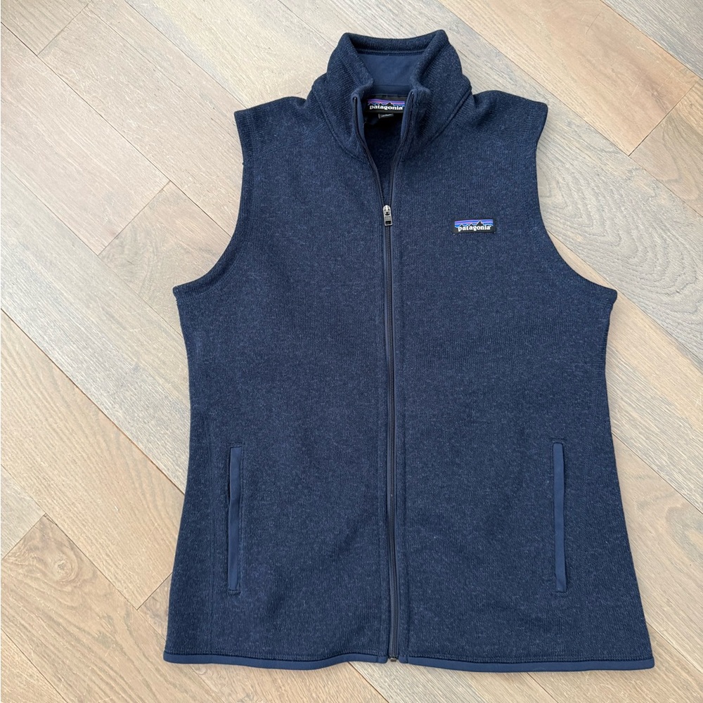 Patagonia Vest Women Fleece Full Zip Better Sweater navy Blue L Large EUC
